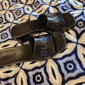 Gucci Glossy Black Slide Sandals